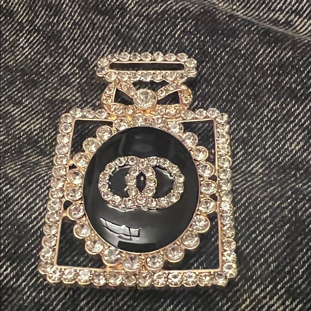 Black and Gold Perfume Bottle Brooch